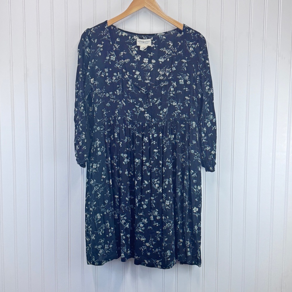 Denim & Supply Ralph Lauren Dress Women Large Black Floral Babydoll Cottagecore